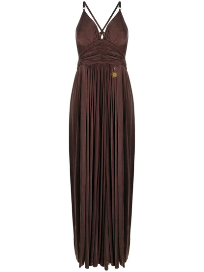 V-Neck Pleated Gown