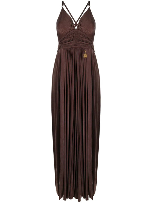 V-Neck Pleated Gown