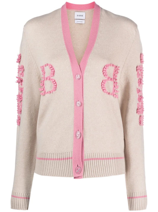 Contrast-Trim Cashmere Cardigan
