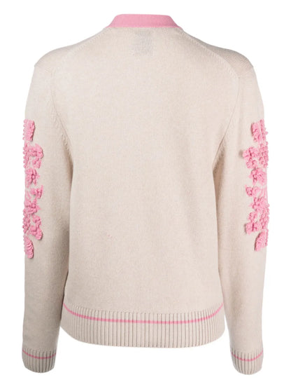 Contrast-Trim Cashmere Cardigan