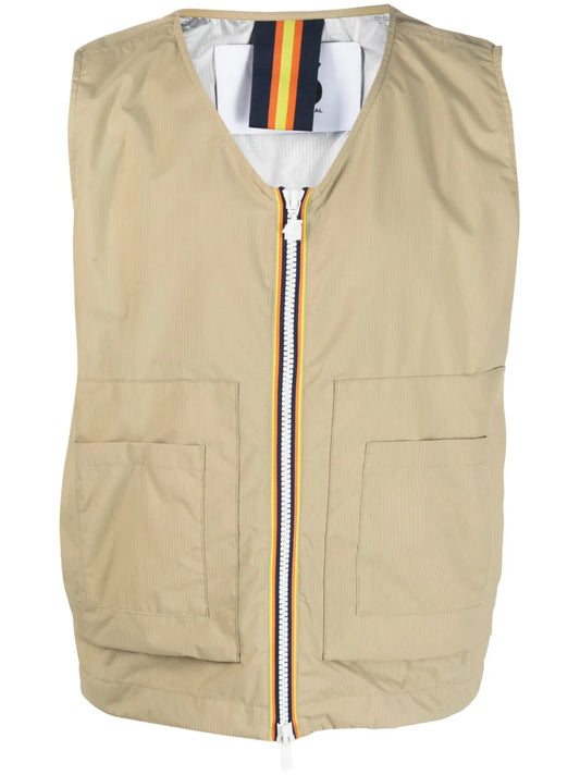 V-Neck Zip-Up Gilet