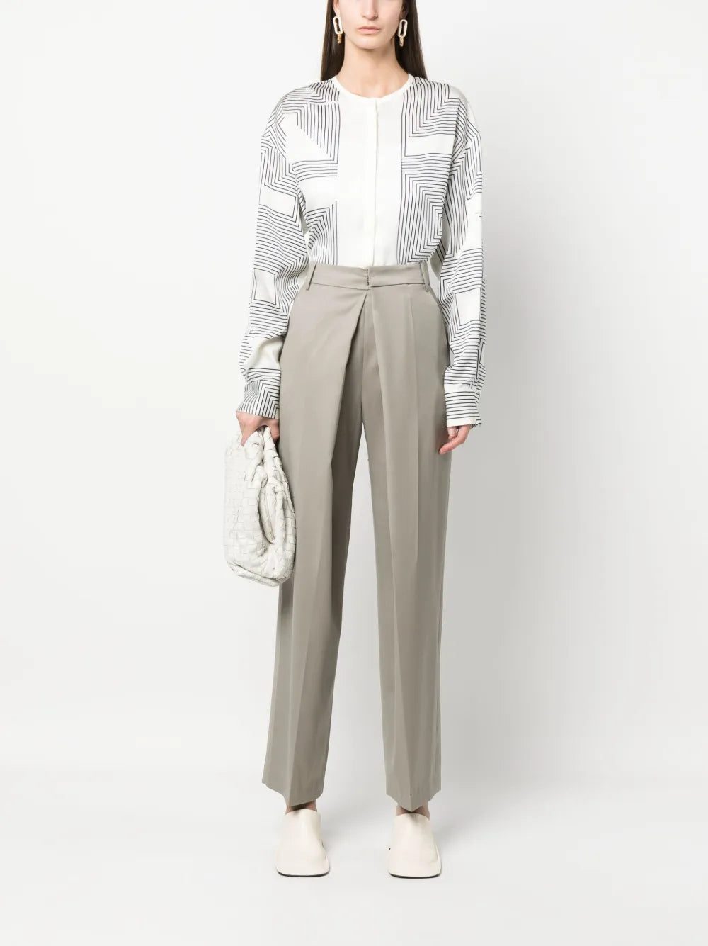 Inverted-Pleat Detail Trousers