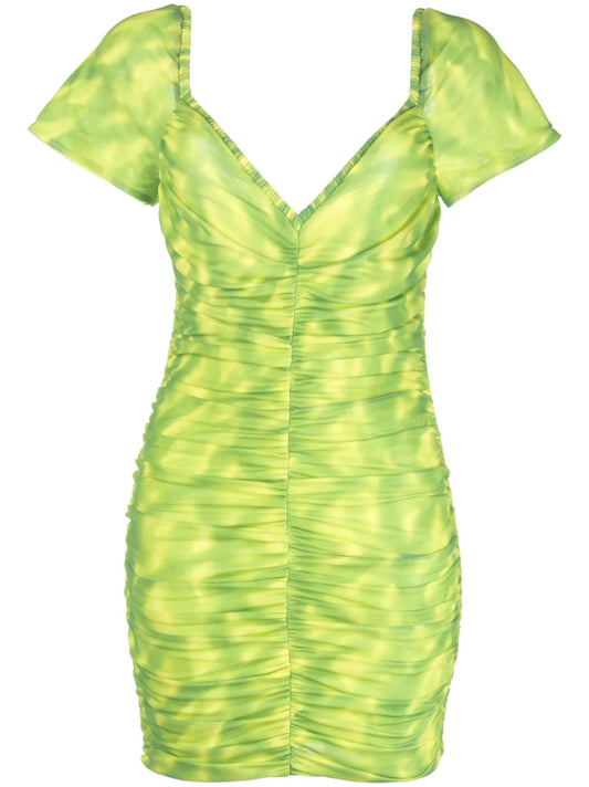 Tie-Dye Ruched Minidress