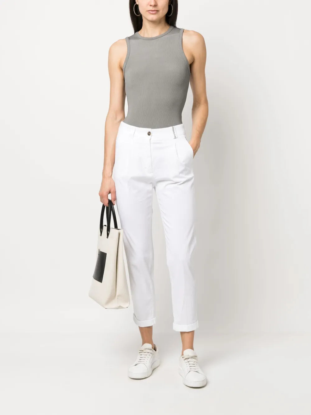 Mid-Rise Slim-Cut Trousers