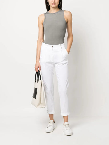 Mid-Rise Slim-Cut Trousers