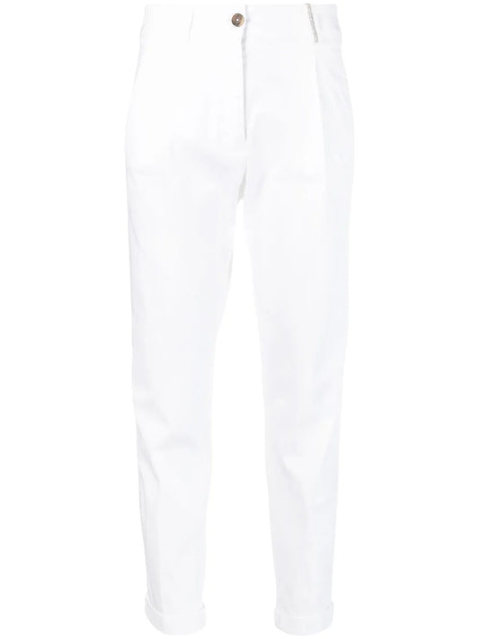 Mid-Rise Slim-Cut Trousers