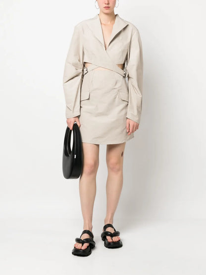 Cut-Out-Detail Belted Dress