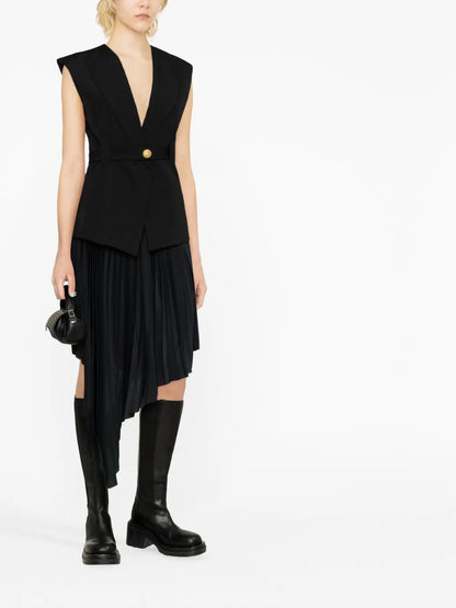 Sleeveless Single-Breasted Jacket