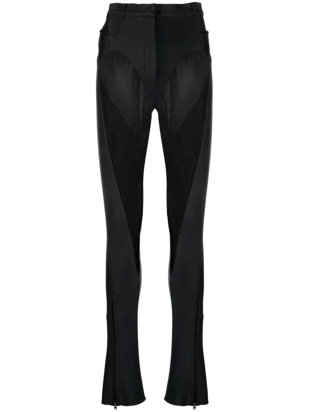 Sheer-Panel Flared Trousers
