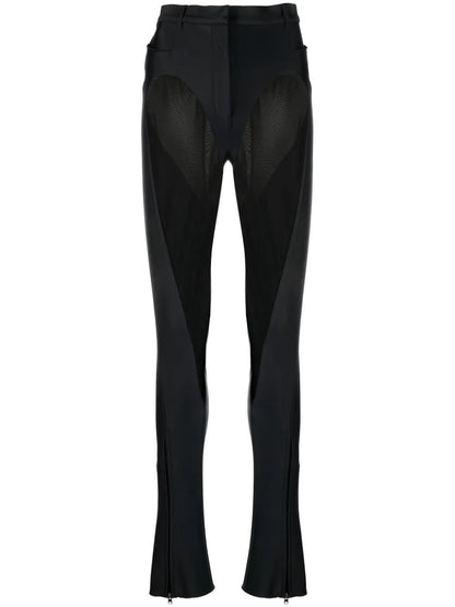 Sheer-Panel Flared Trousers