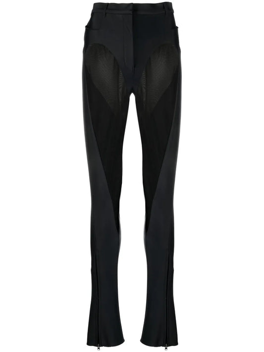 Sheer-Panel Flared Trousers