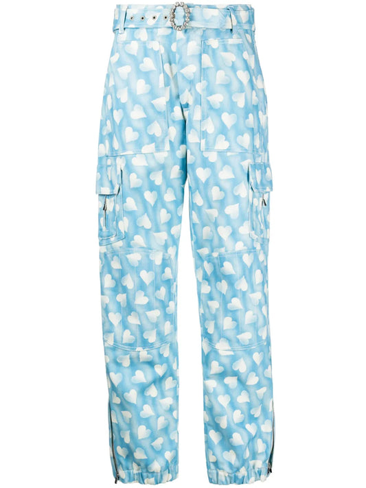 Heart-Print Cargo Trousers