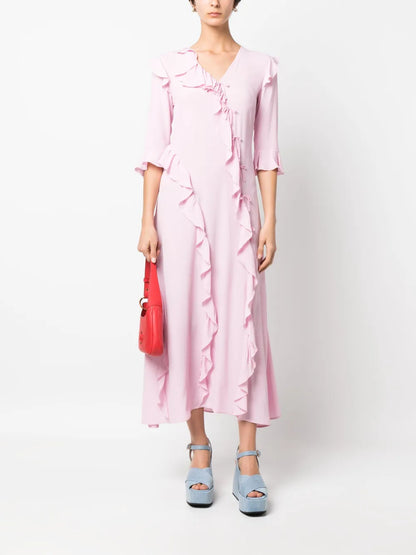 Asymmetric Ruffle Maxi Dress
