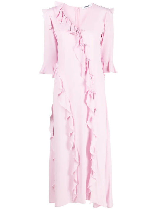 Asymmetric Ruffle Maxi Dress