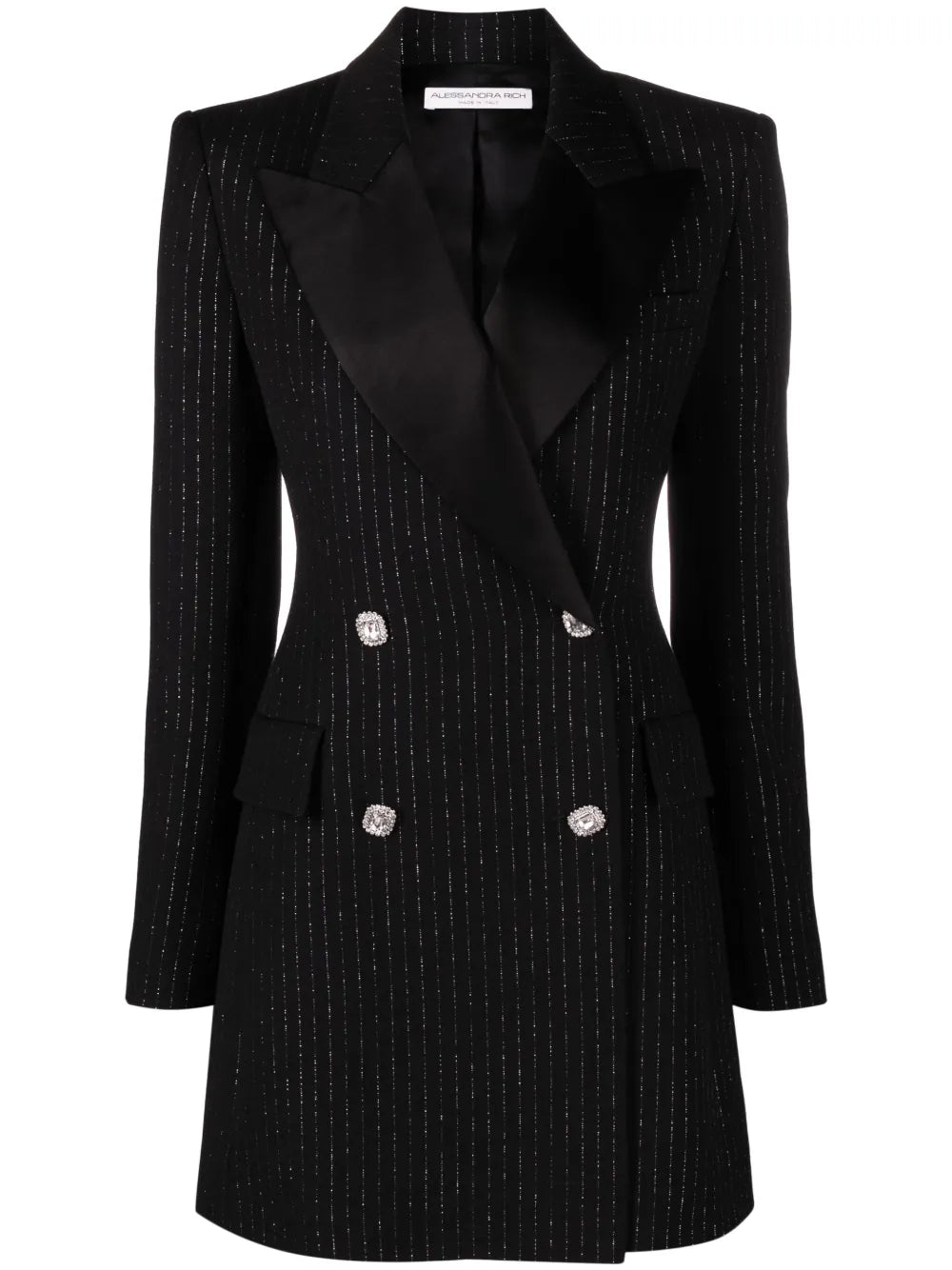 Double-Breasted Pinstripe Blazer Dress