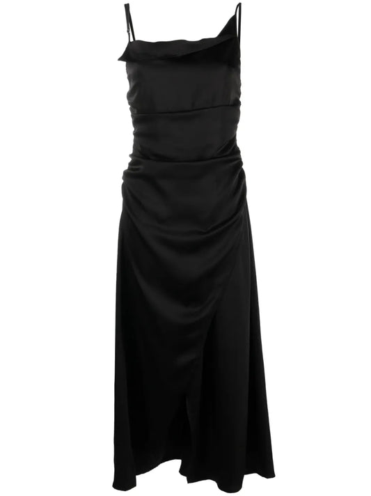 Satin-Finish Ruched Dress