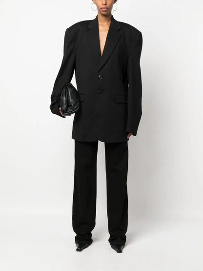 Padded Shoulders Single-Breasted Blazer