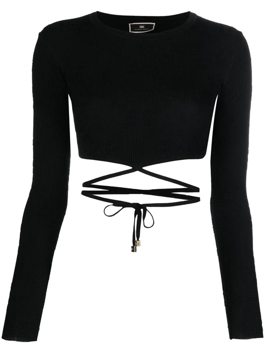Tie-Detailed Cropped T-Shirt