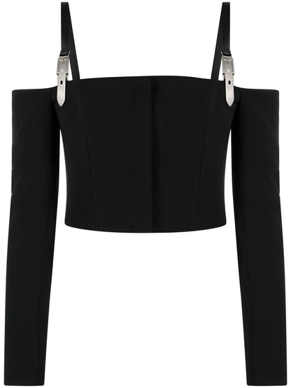 Buckle Off-Shoulder Crop Top