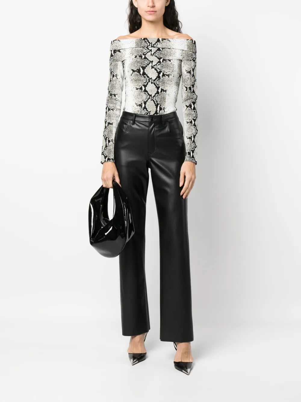 Snakeskin-Print Off-Shoulder Top