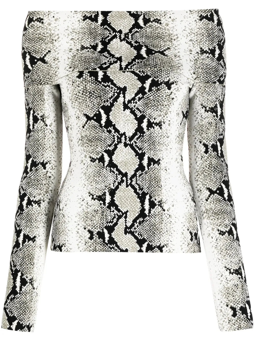 Snakeskin-Print Off-Shoulder Top