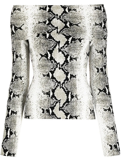 Snakeskin-Print Off-Shoulder Top