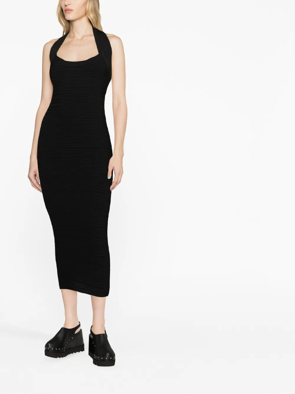 Ribbed Halterneck Midi Dress