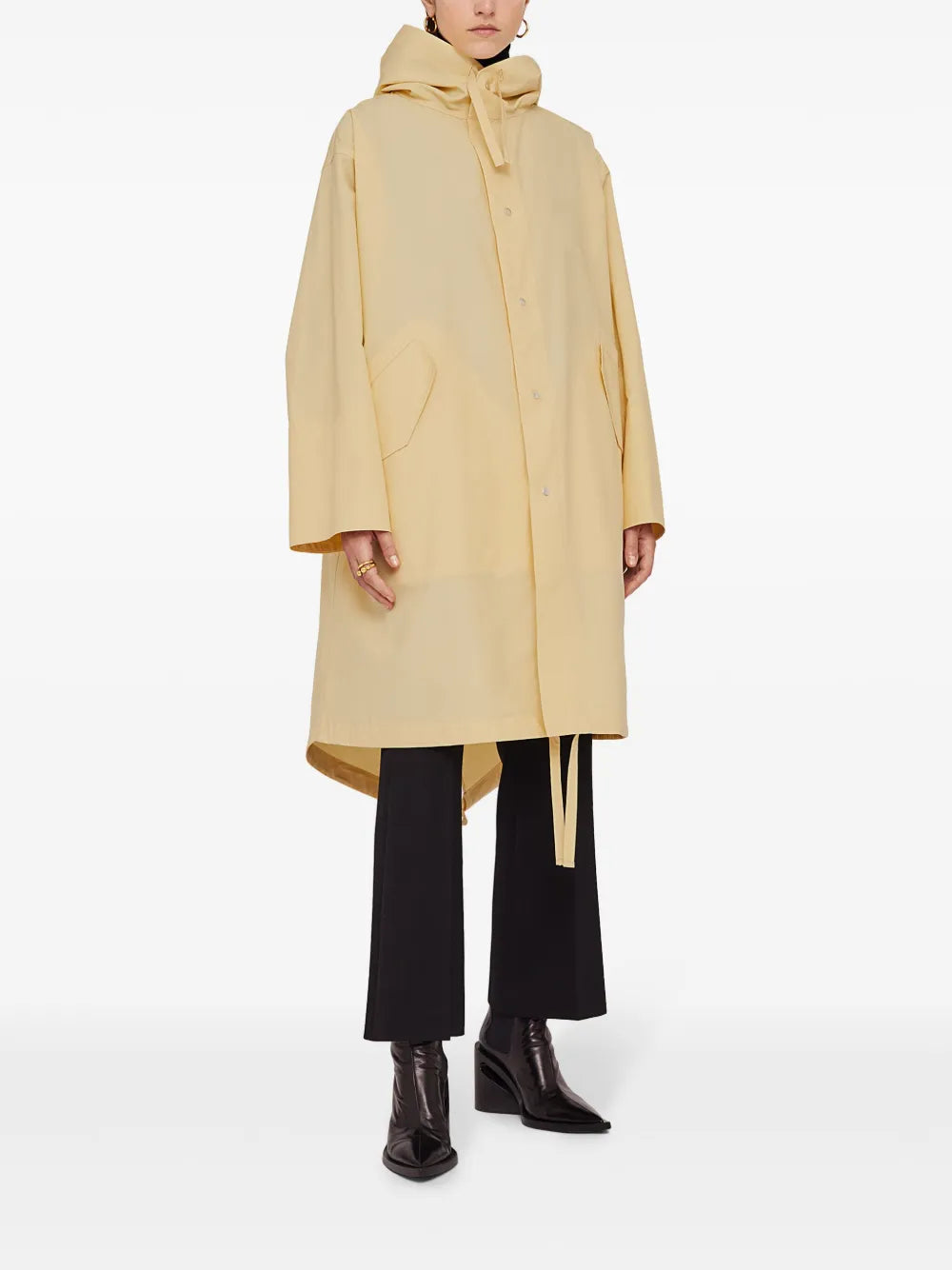 Logo Print Drawstring Coat