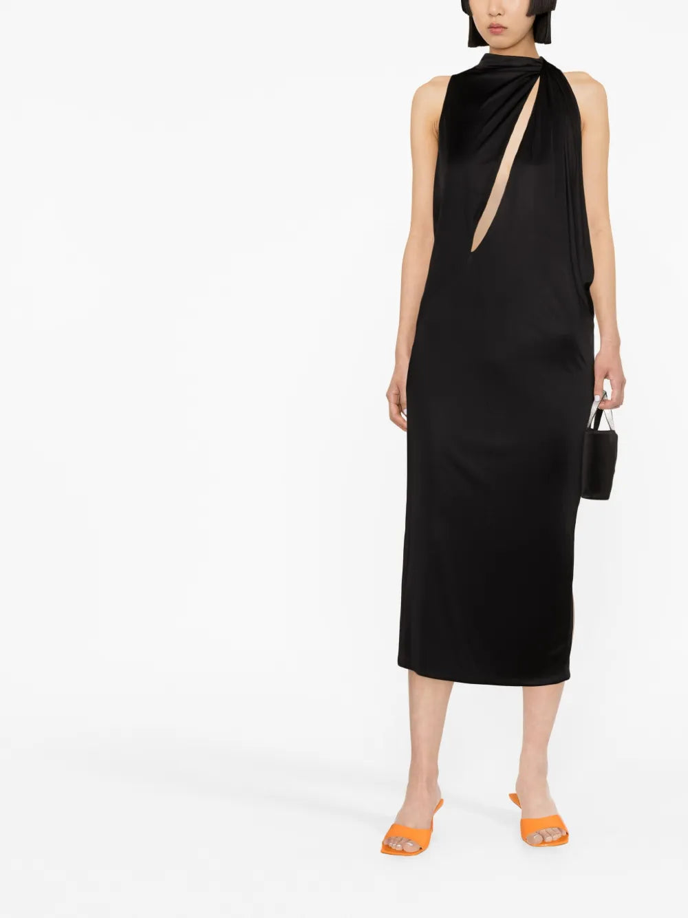 Slashed Halterneck Midi Dress