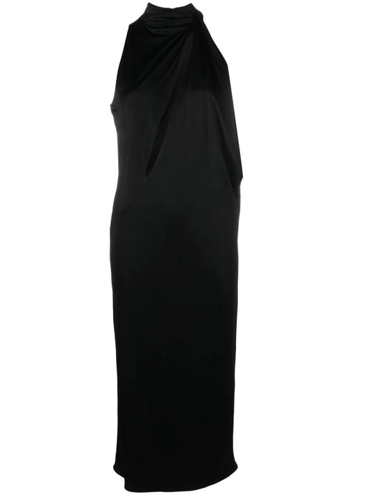 Slashed Halterneck Midi Dress