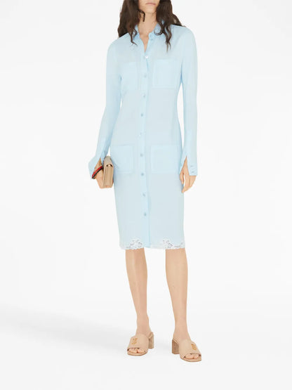 Lace-Trim Shirt Dress