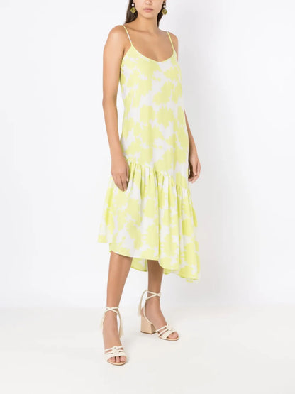 Abstract-Print Asymmetric Dress