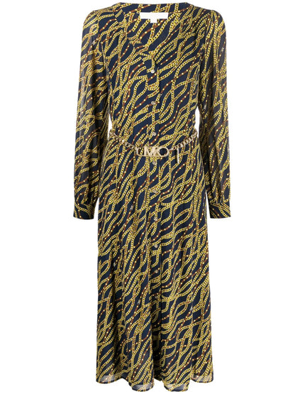 Chain-Link Print Shirt Dress