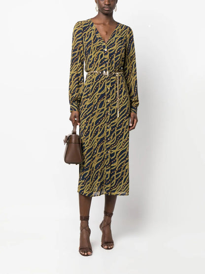 Chain-Link Print Shirt Dress