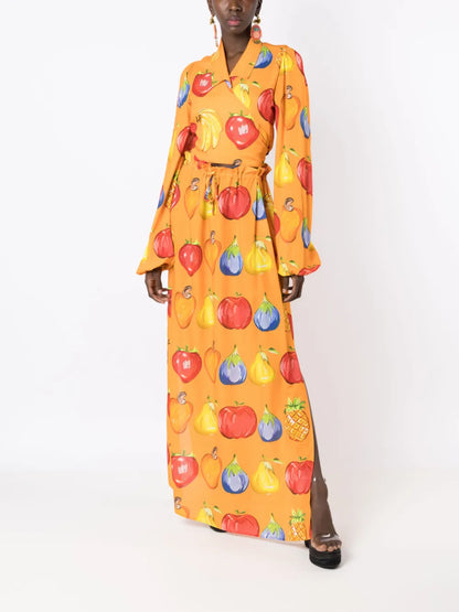 Graphic-Print Maxi Skirt