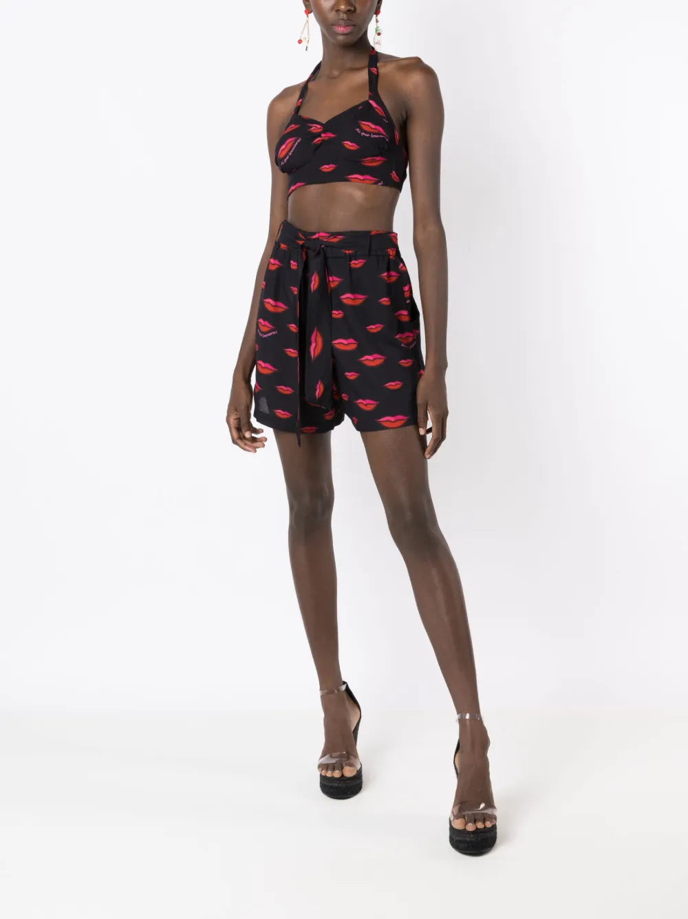 Lip-Print Cropped Top