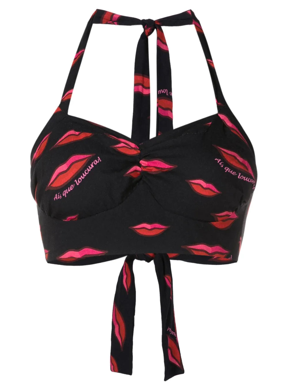 Lip-Print Cropped Top
