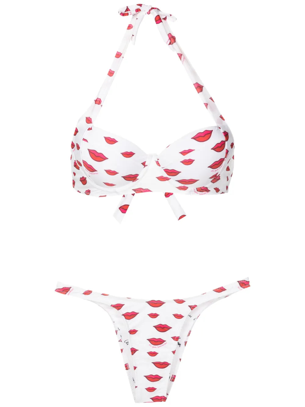 All-Over Lip-Print Bikini Set