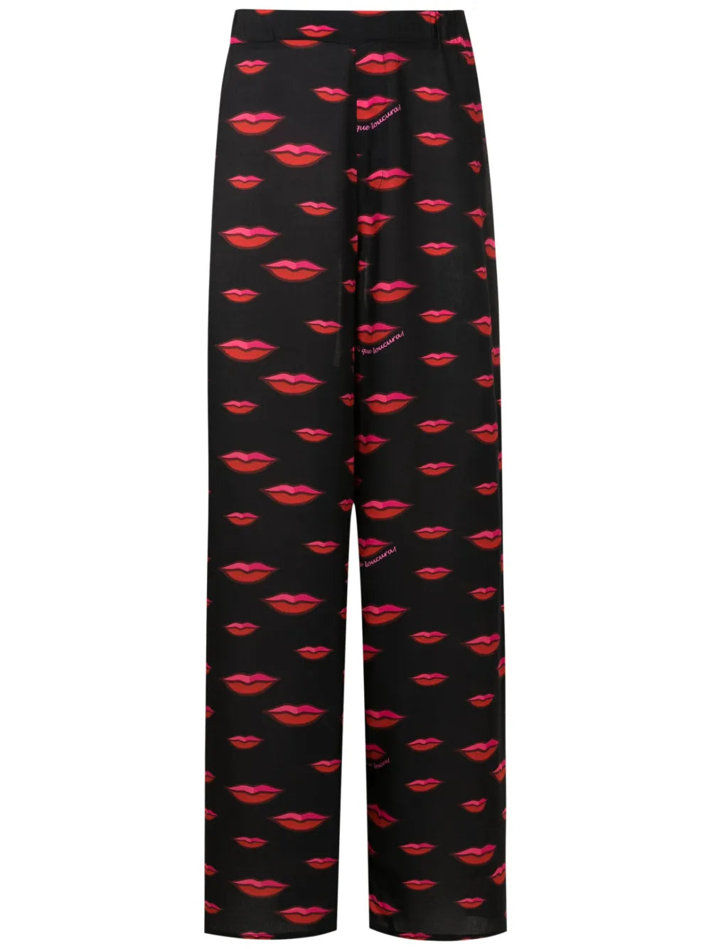 Lips-Motif Straight-Leg Trousers