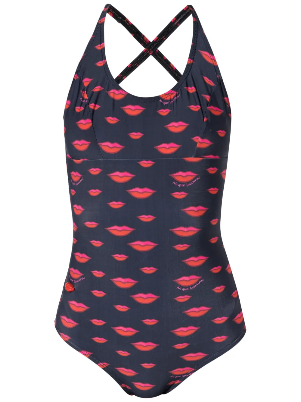Lip-Print Cut-Out Swimsuit