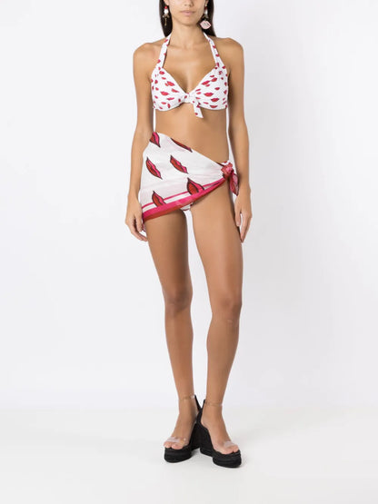 Lips-Print Side-Tie Pareo