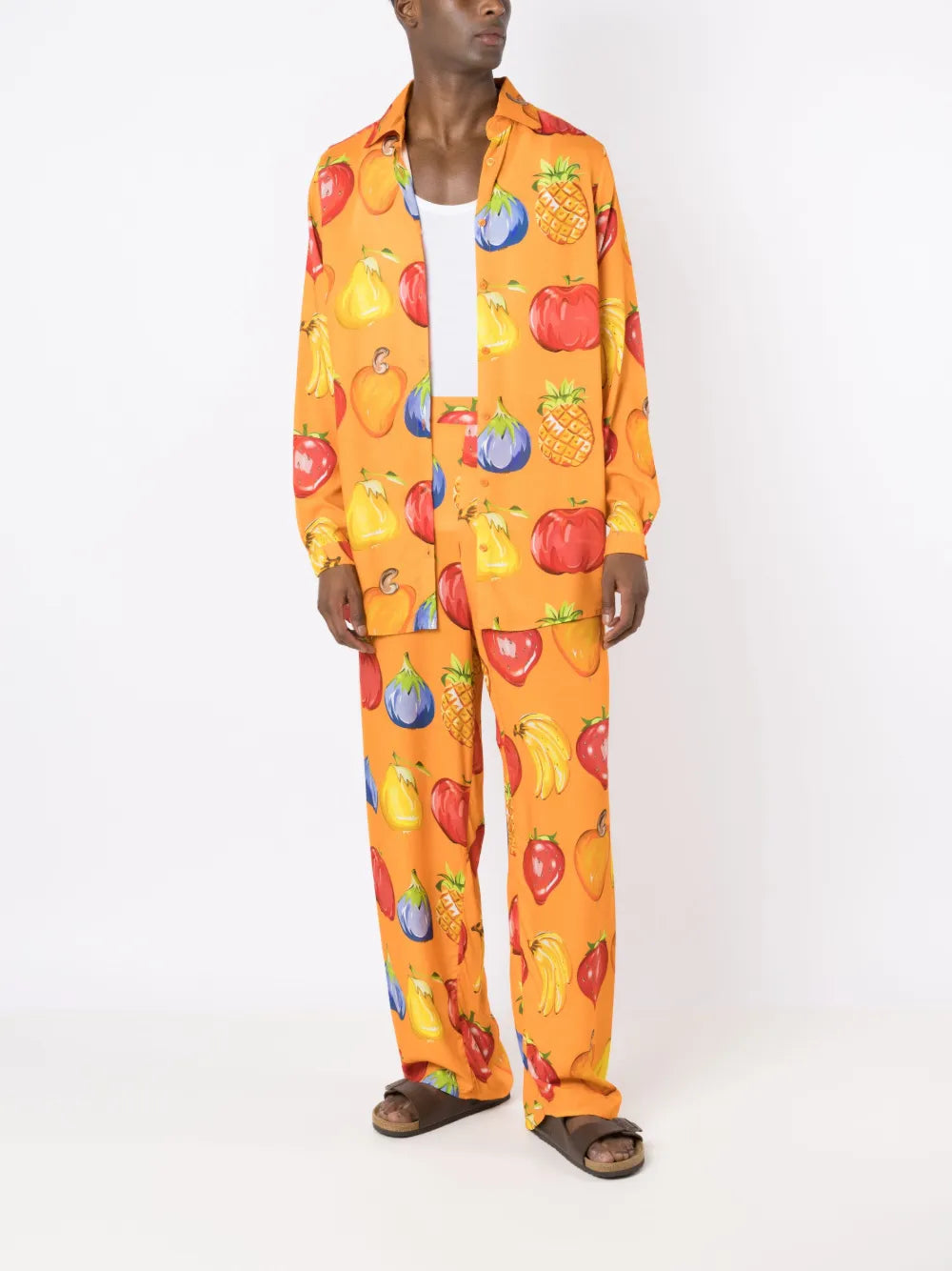 Fruit-Print Straight Trousers