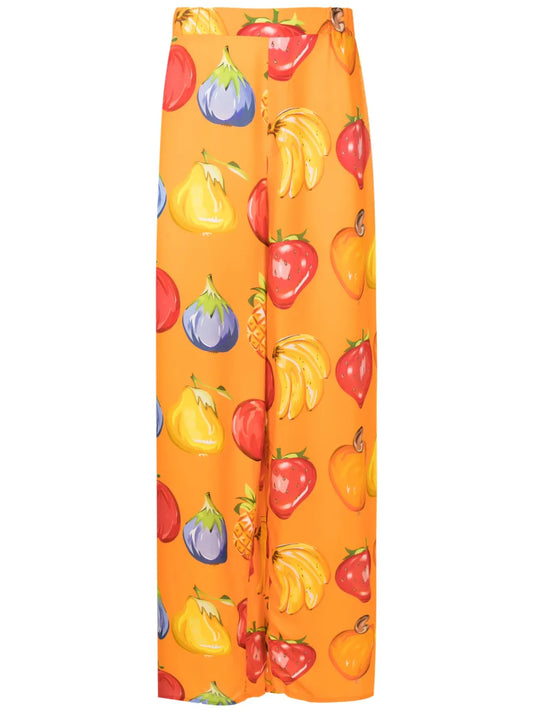 Fruit-Print Straight Trousers