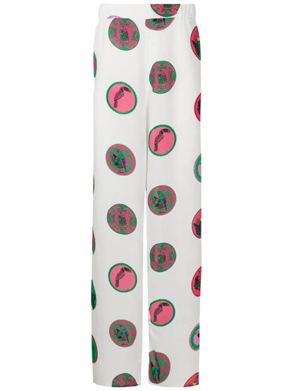 Graphic-Print Straight-Leg Trousers