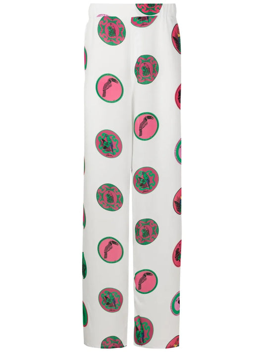 Graphic-Print Straight-Leg Trousers