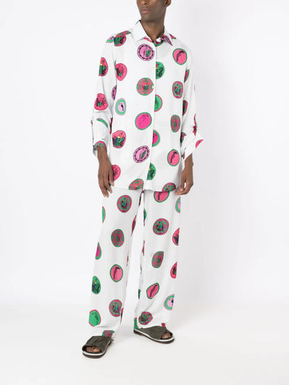 Graphic-Print Straight-Leg Trousers