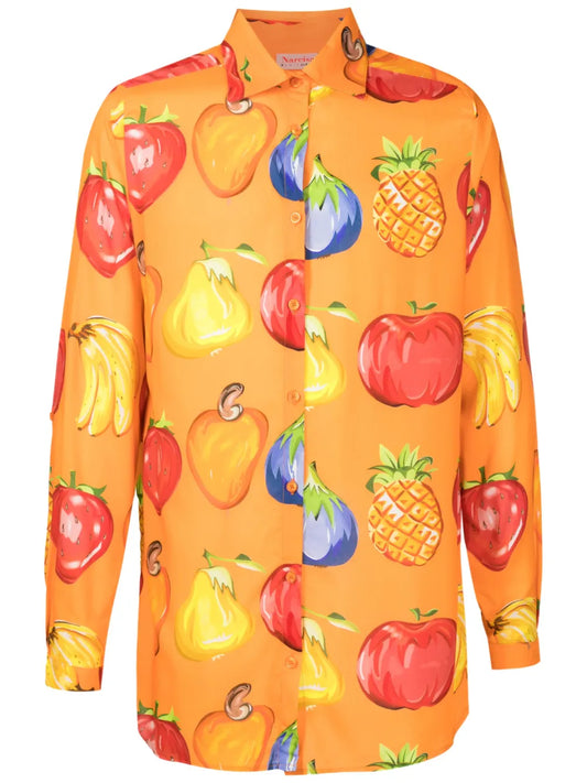 Fruit-Print Button-Up Shirt