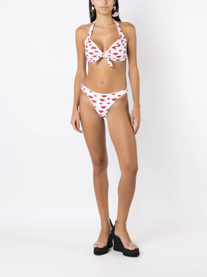 All-Over Lips-Print Bikini Set