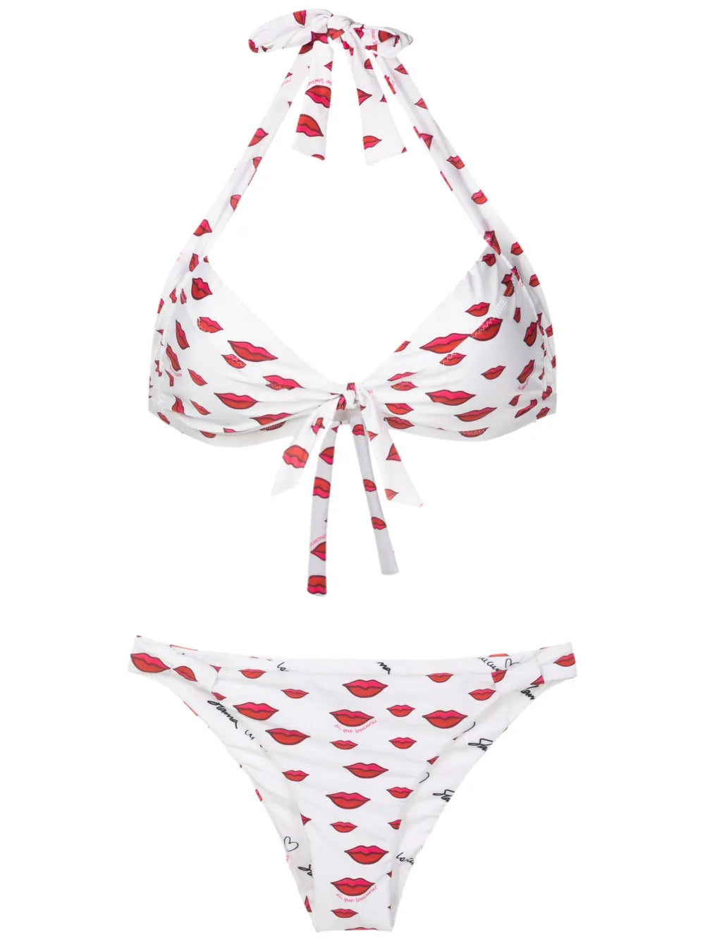 All-Over Lips-Print Bikini Set