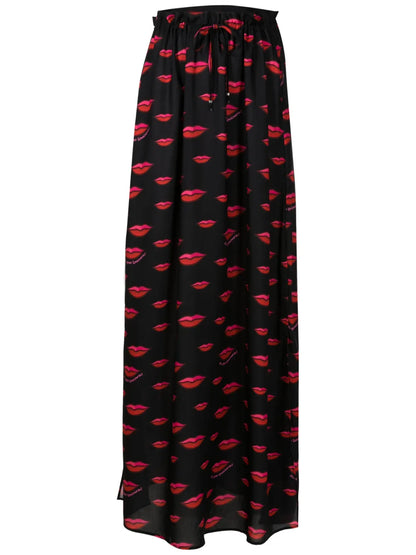 Lip-Print Maxi Skirt